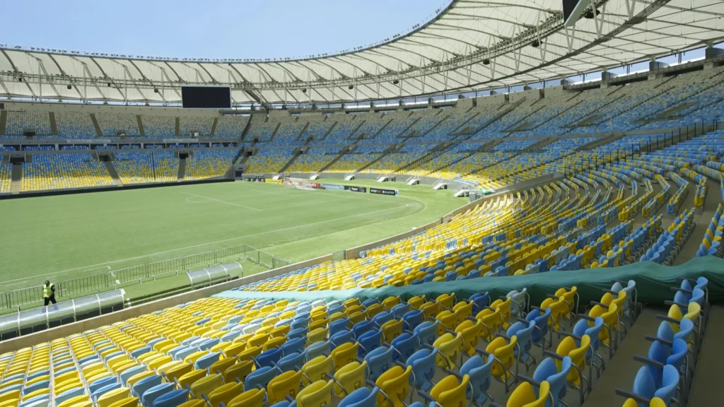 View of the field inside Maracanã Stadium in Rio de Janeiro.