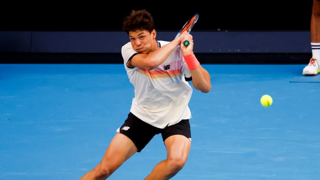 Ben Shelton in action during a tennis match