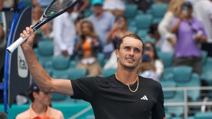 Alexander Zverev celebrating victory.