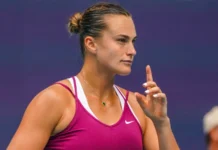 Aryna Sabalenka on the court.