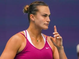 Aryna Sabalenka on the court.