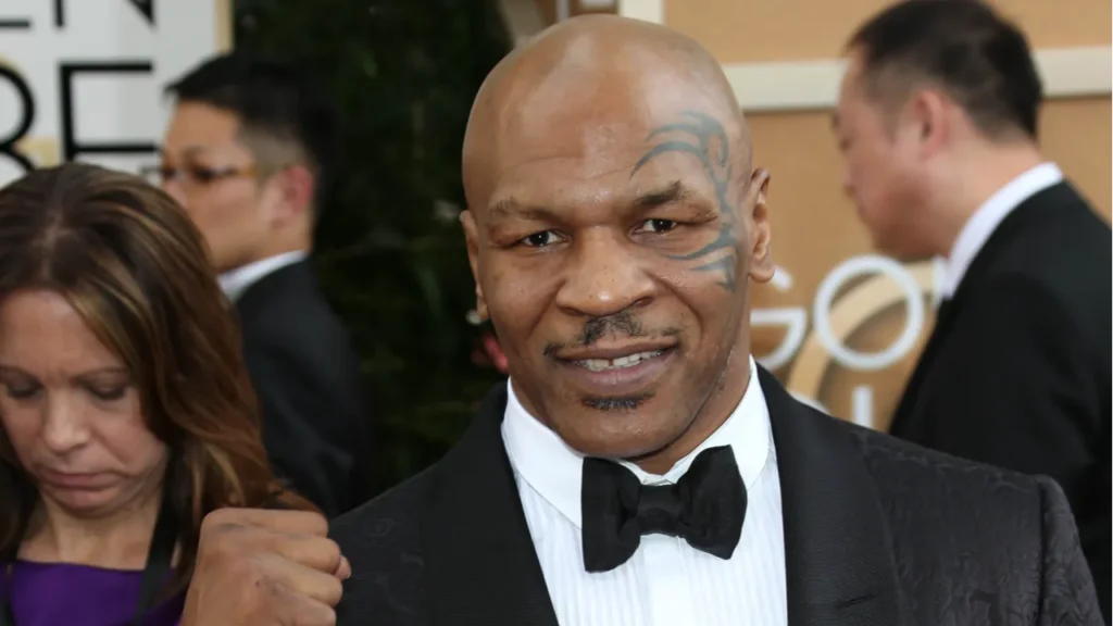Mike Tyson posing for cameras