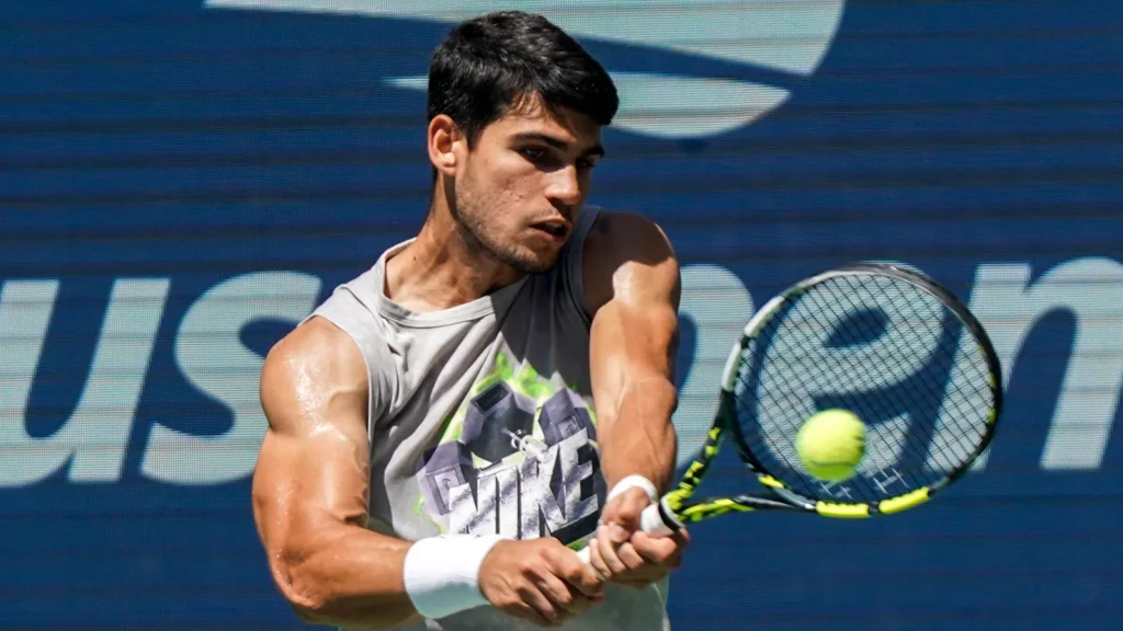 Carlos Alcaraz competing at the US Open.
