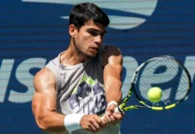 Carlos Alcaraz competing at the US Open.