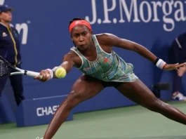 Coco Gauff in action during a tennis tournament