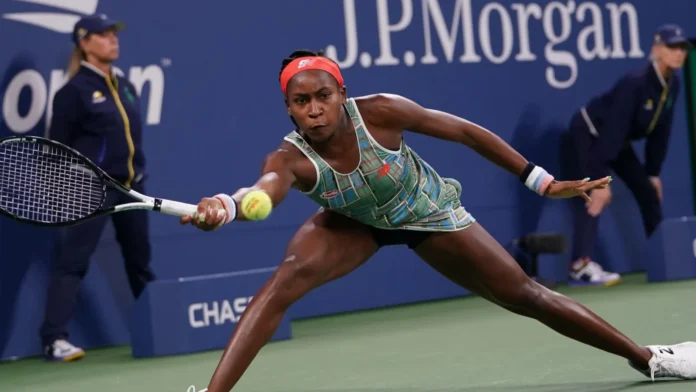 Coco Gauff in action during a tennis tournament