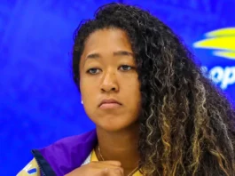 Naomi Osaka at a press conference.