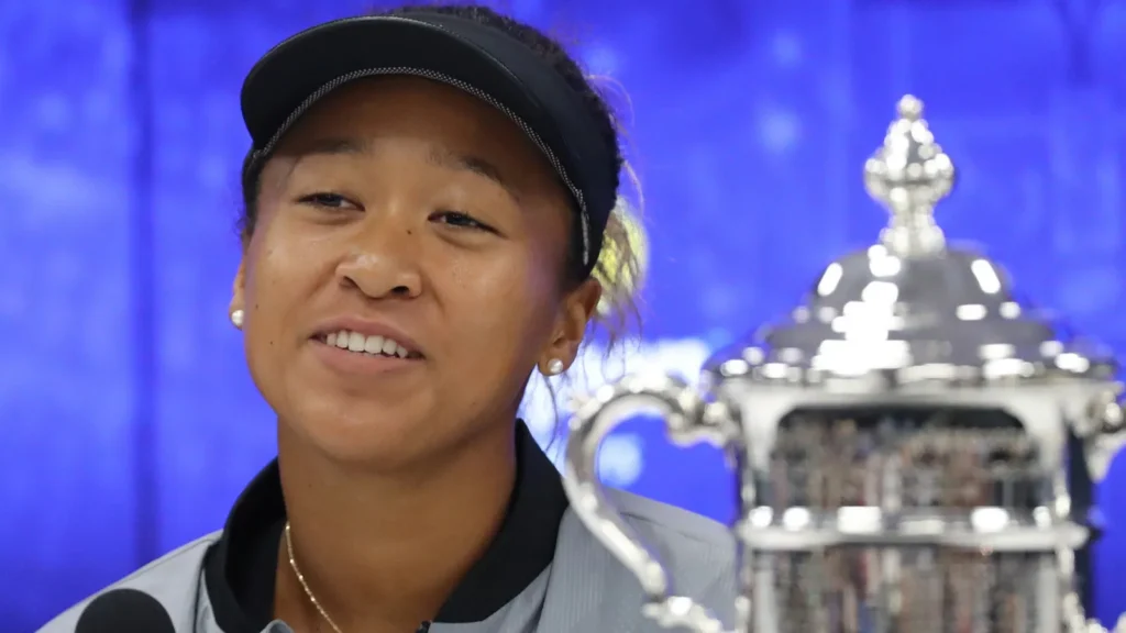 Naomi Osaka at a press conference