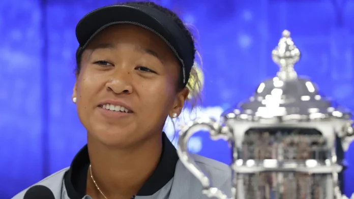Naomi Osaka at a press conference