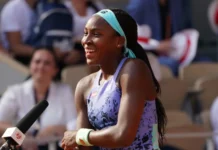 Coco Gauff during the tennis match.