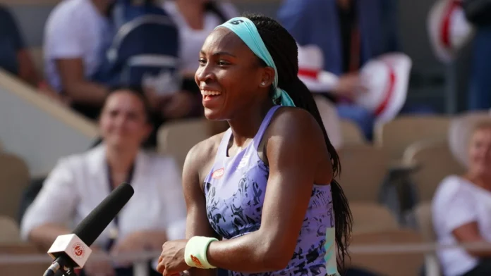 Coco Gauff during the tennis match.