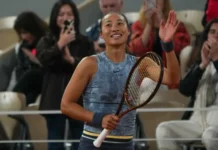 Qinwen Zheng at the tennis match.