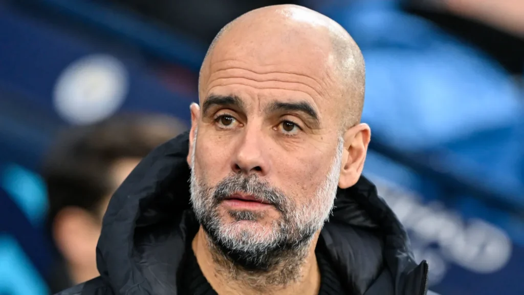 Pep Guardiola closeup.