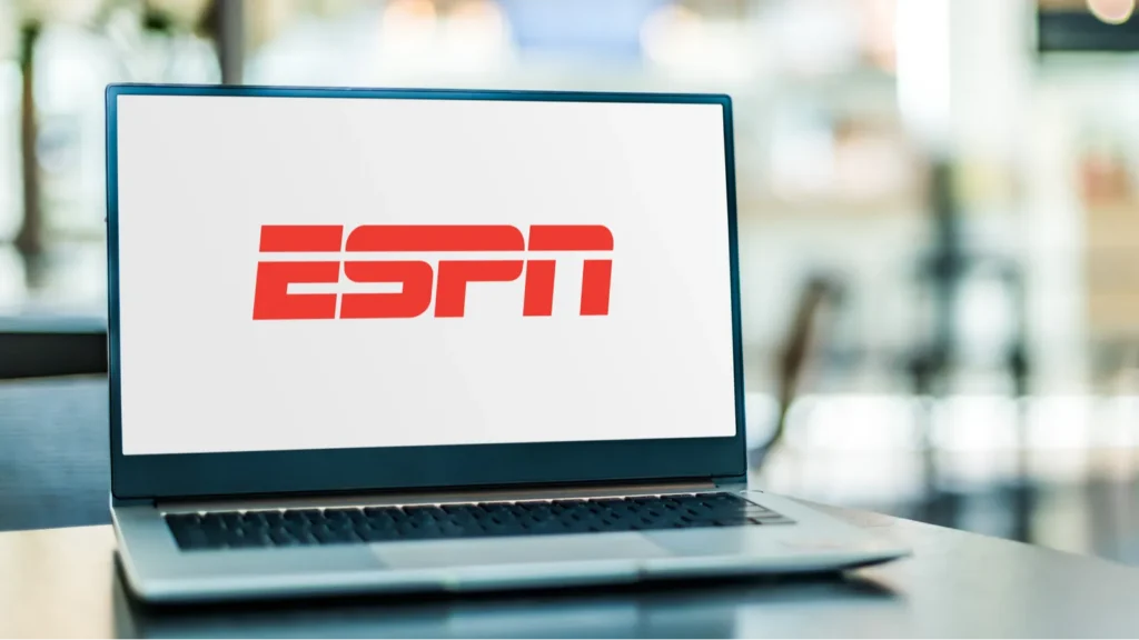 ESPN logo on a laptop