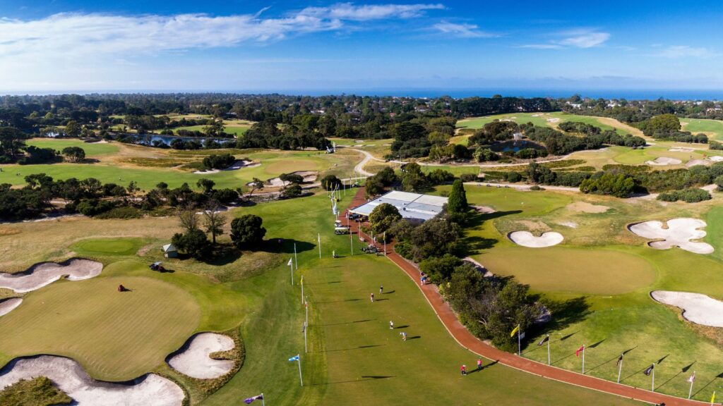 Aerial view of Royal Melbourne Golf Club.