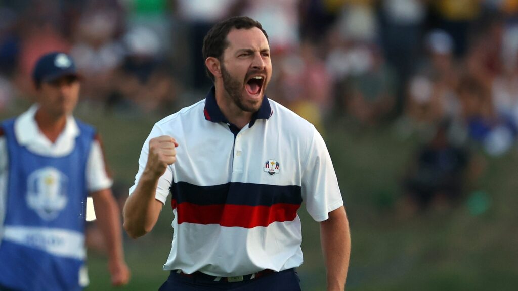 Patrick Cantlay of USA team at end of the Fourball matches at Ryder Cup 2023
