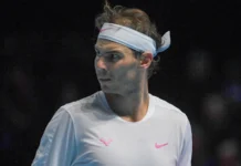 Rafael Nadal at the tennis court.