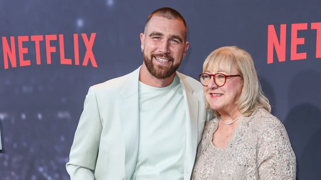 Travis Kelce and his mother Donna Kelce arriving together at an event