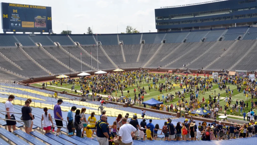 Football crowd waiting to enter the field.