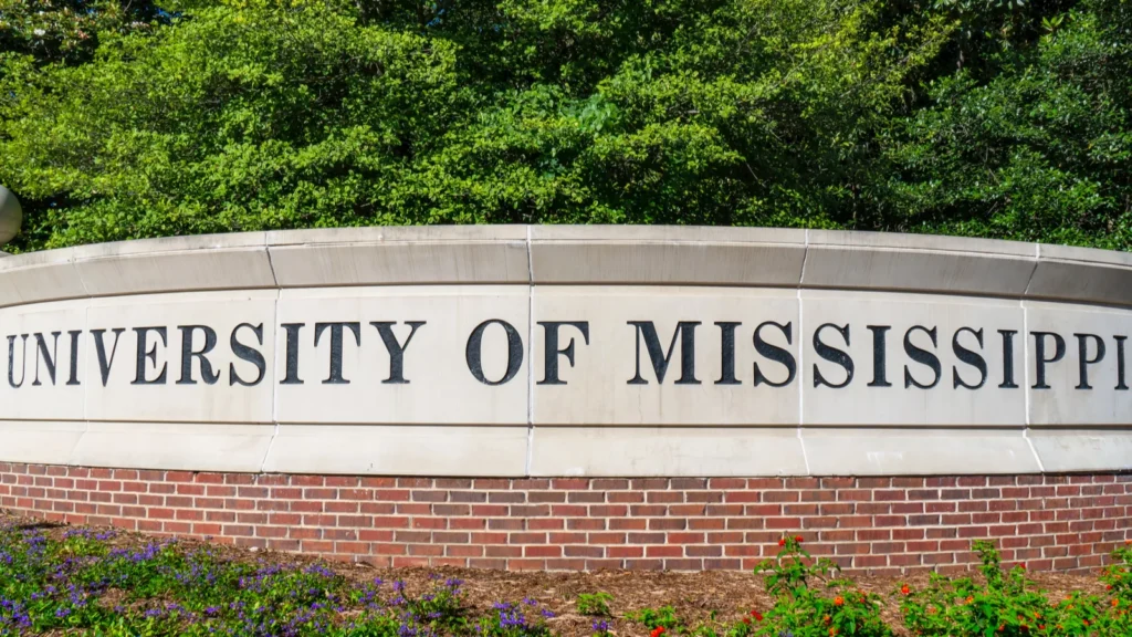 University of Mississippi written on a stone.