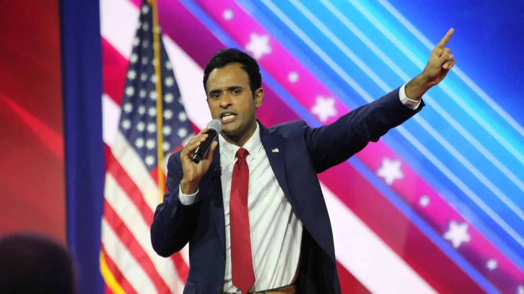 Vivek Ramaswamy, Republican presidential candidate, at the CPAC convention in Maryland.