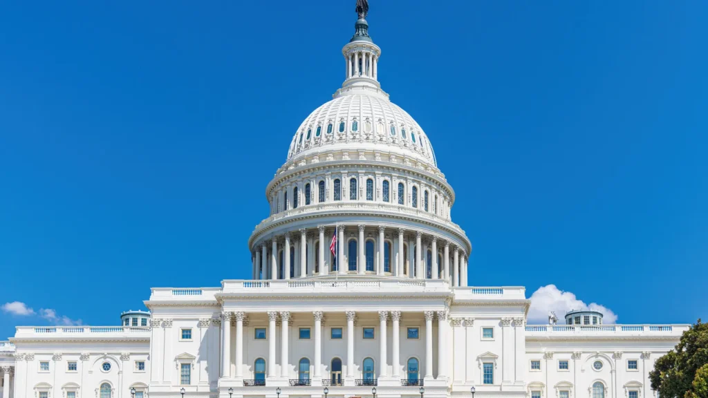 United States Capitol building overlooking Washington DC