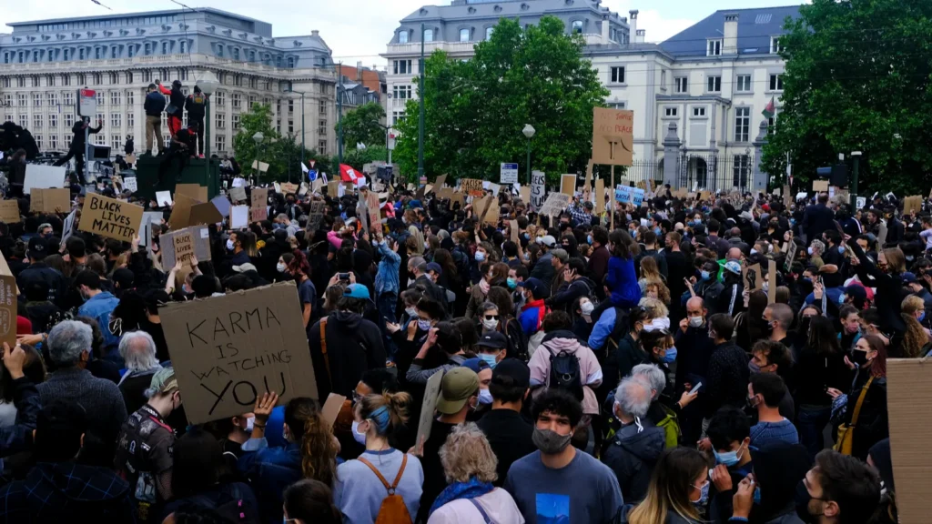 Black Lives Matter demonstrators gathered during a protest