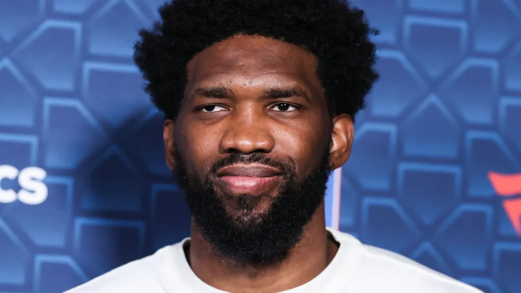 cameroonianfrench professional basketball player joel embiid arrives at the players