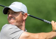 Rory McIlroy competing during a professional golf tournament.