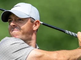 Rory McIlroy competing during a professional golf tournament.