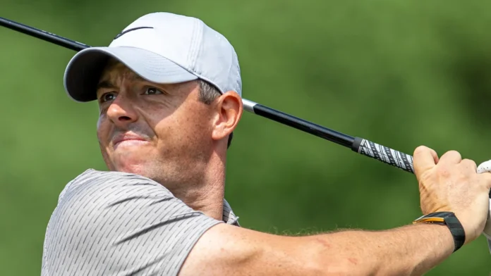 Rory McIlroy competing during a professional golf tournament.