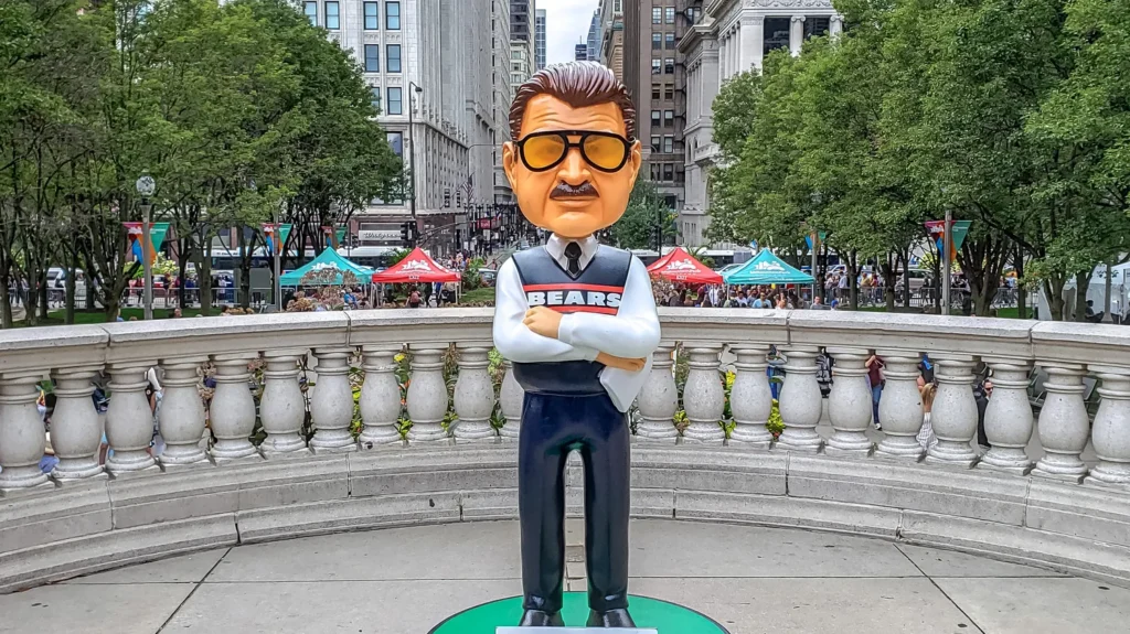 7-foot-tall bobblehead statue of former Chicago Bears player and coach Mike Ditka