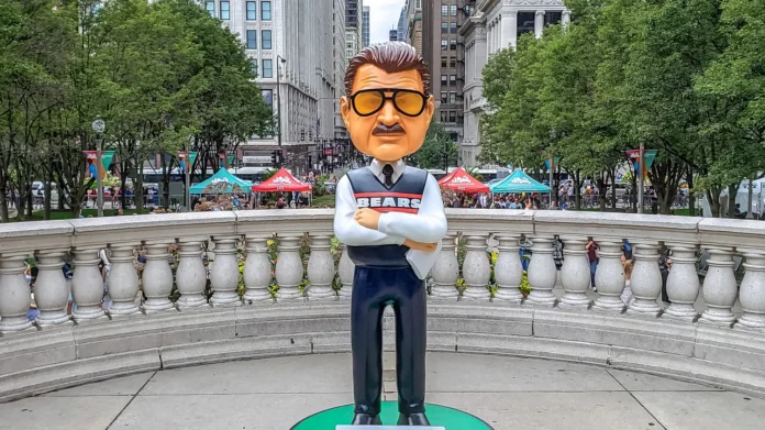 7-foot-tall bobblehead statue of former Chicago Bears player and coach Mike Ditka