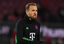 Harry Kane during Bayern Munich's Bundesliga match