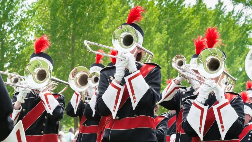 details from a music band showband fanfare or drumband