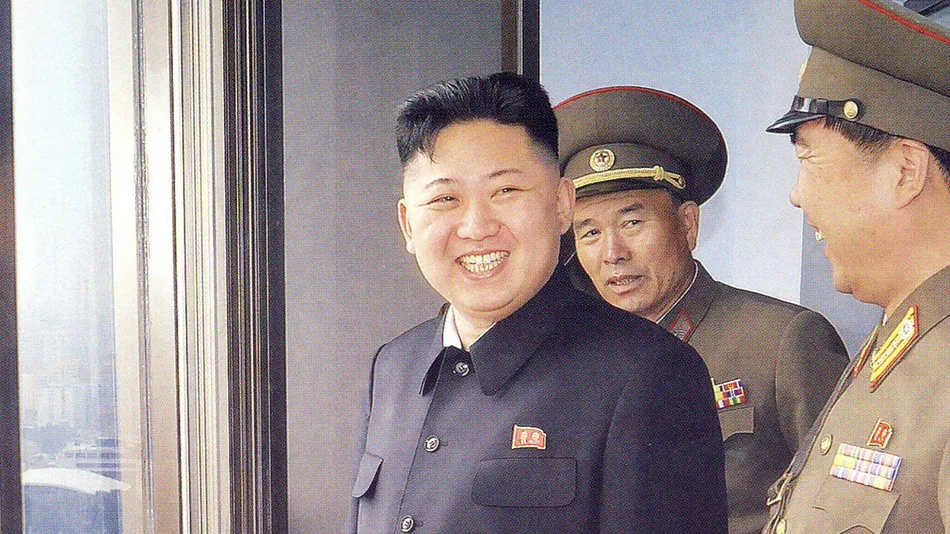 North Korean Supreme Leader Kim Jong Un with his comrades