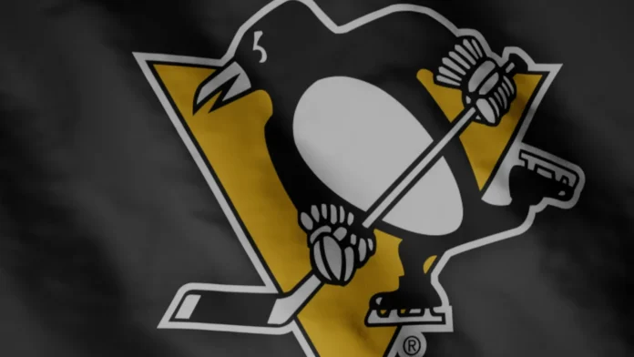 pittsburgh penguins hockey club flag waving in the wind pittsburgh