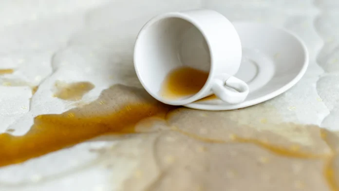 spilled coffee on the bed unlucky unfortunate breakfast accid